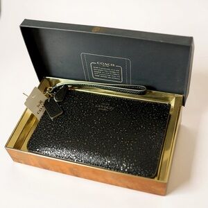 Coach Black Glitter Wristlet in Box NWT
